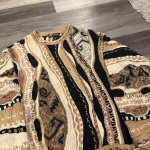 vintage tundra coogi style 3D knit sweater 90s L